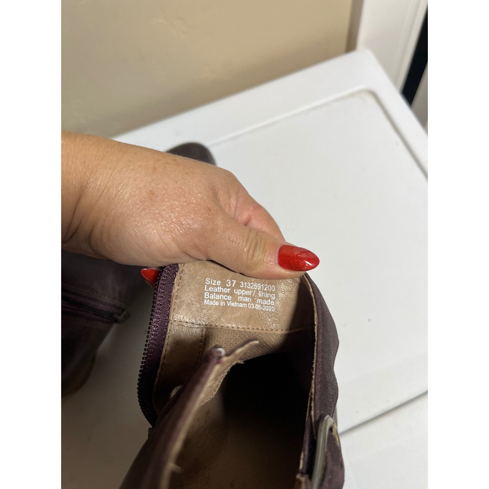 Dansko Burgundy Leather Ankle Boots Side Zip Buckle Heel Size 37 - Picture 6 of 7